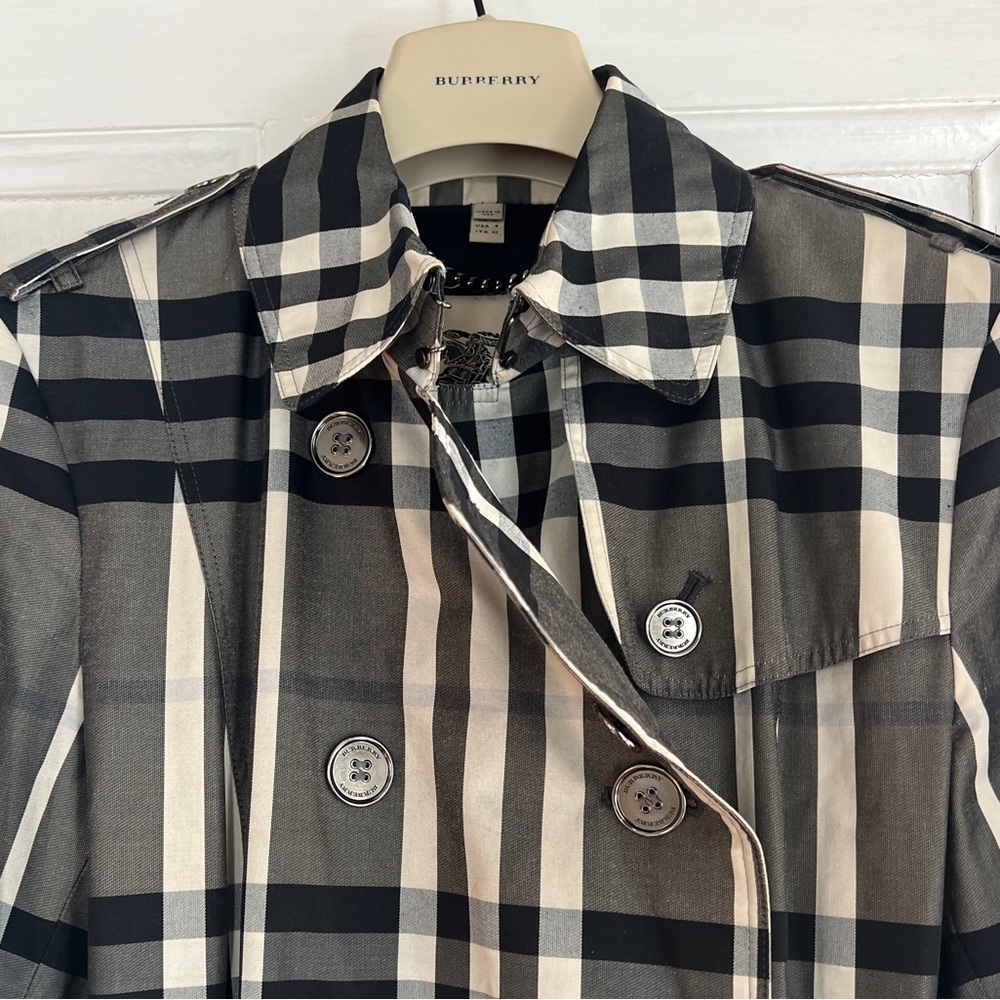 Burberry Nova Check Gray Plaid Trench